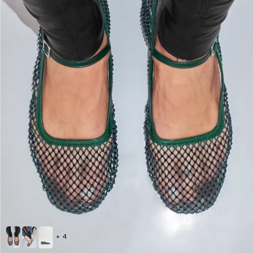 NWT Miista Green Mesh Flats